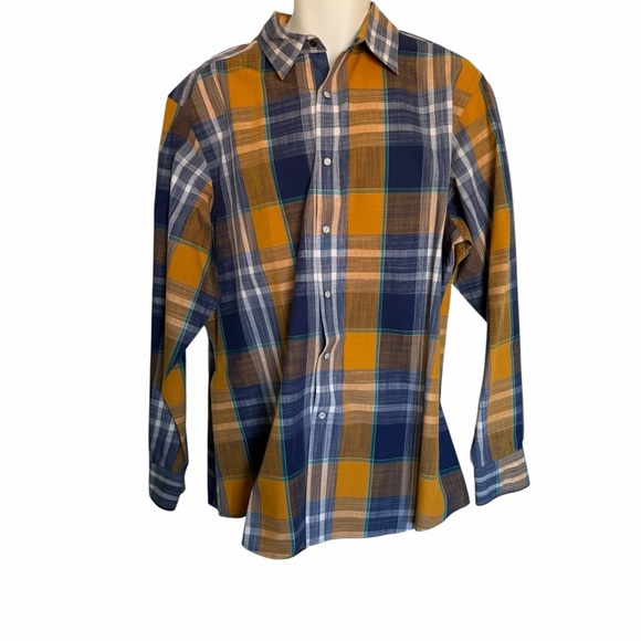 Daniel Cremieux Other - Daniel Cremieux Navy and Mustard Plaid Button-Down Shirt